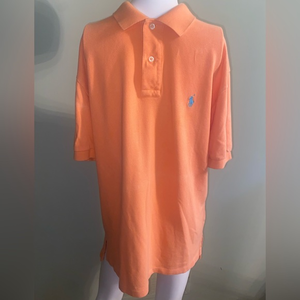 Polo by‎ Ralph Lauren Orange Pullover with Blue Logo, Size M